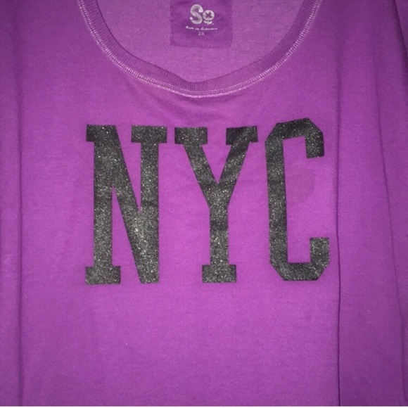 SO® XXL Purple NYC French Terry Lurex Sweatshirt - Picture 3 of 6
